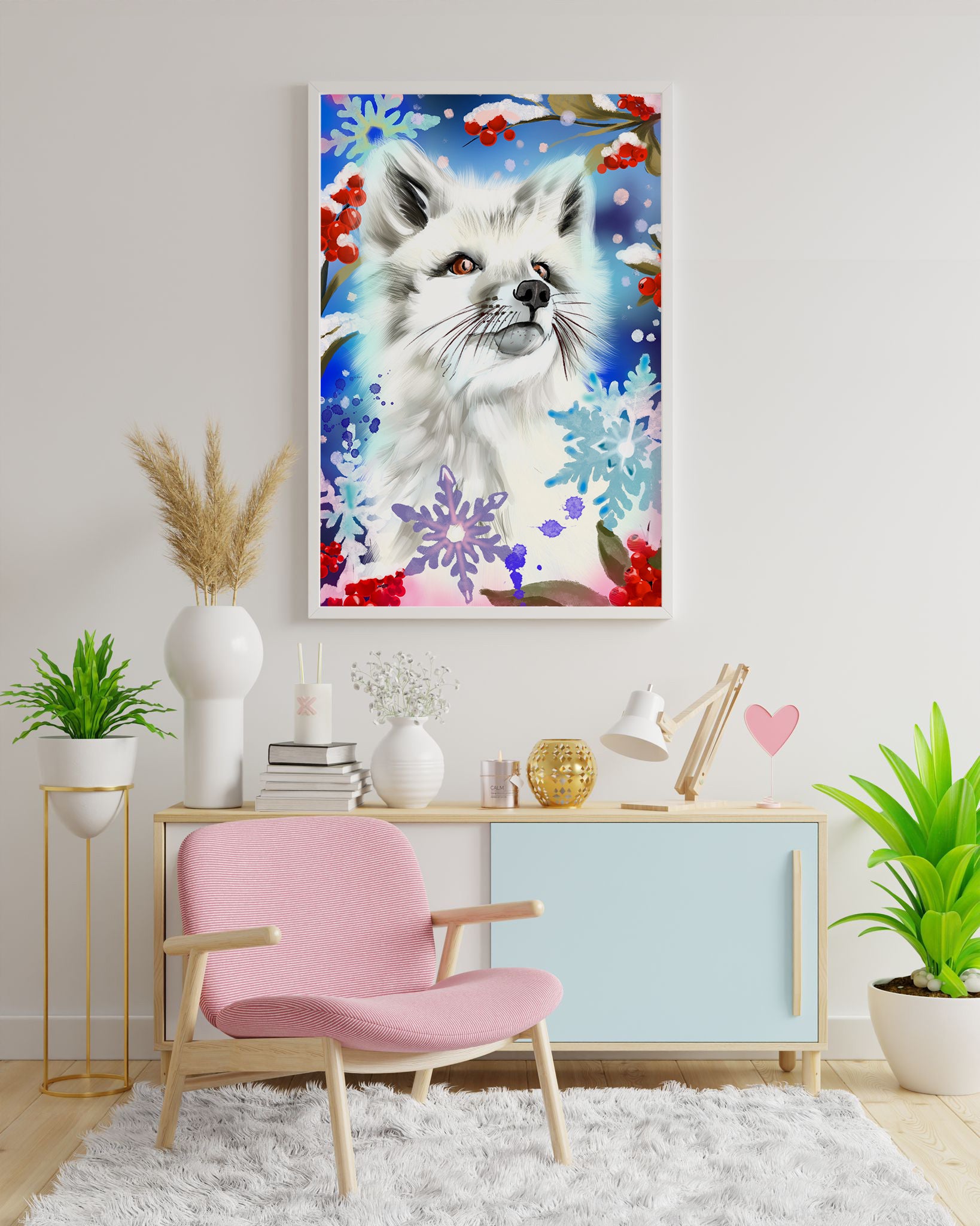 Diamond Painting Bild "Schneefuchs" von Tattoo Artist Caruschka 40x60cm (Sondersteine Special) TSS-588