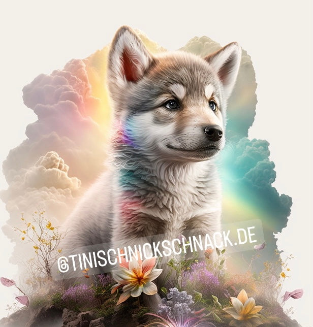 Diamond Painting Bild "Baby-Wolf" von AI-Artist Sandrietta_ai 50x50cm (eckige Steine) TSS-57