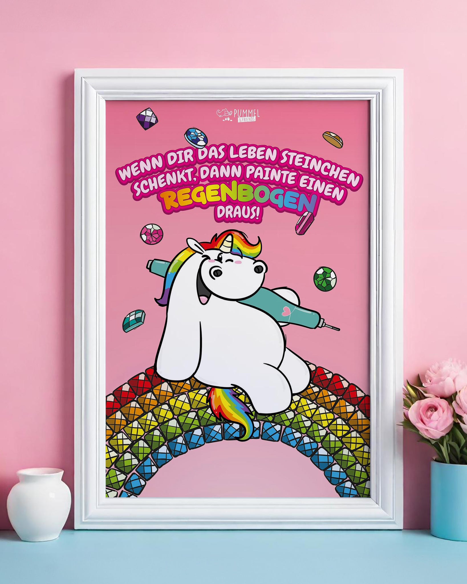 Diamond Painting Pummeleinhorn Bild: "Regenbogen" 25x35cm (Teilbild) PTB29