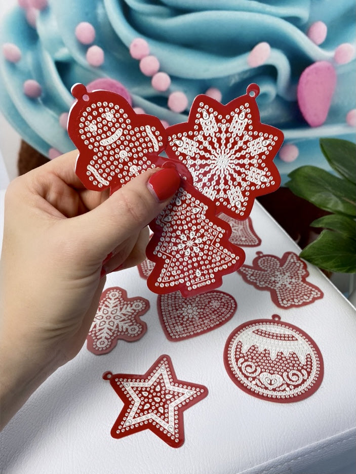 Diamond Painting X-MAS "Geschenkanhänger" rot/weiß