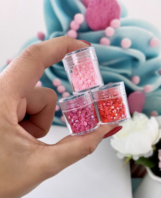 Diamond Painting - eckige AB Steine - 10g (Rot/Rosa Töne)