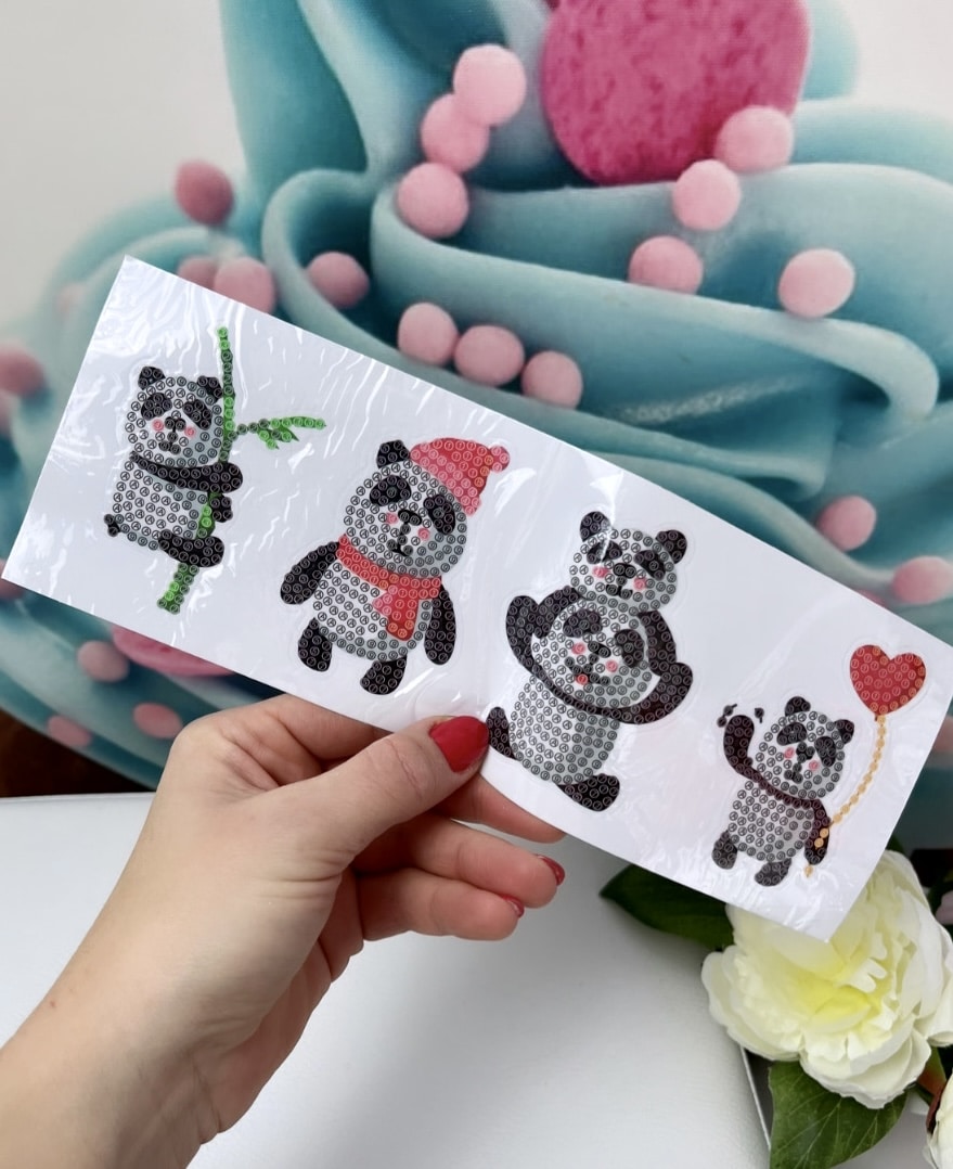 Diamond Painting Sticker Set "Panda-Love" 8 Stück