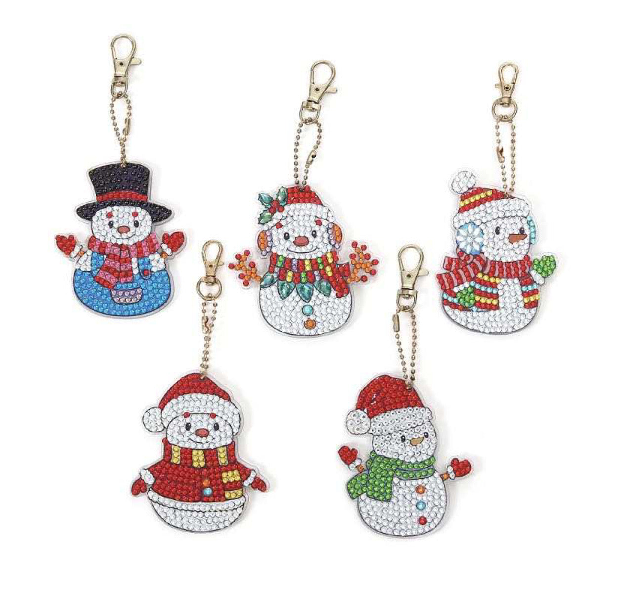 Diamond Painting X-MAS Anhänger "Schneemänner" 5er Set