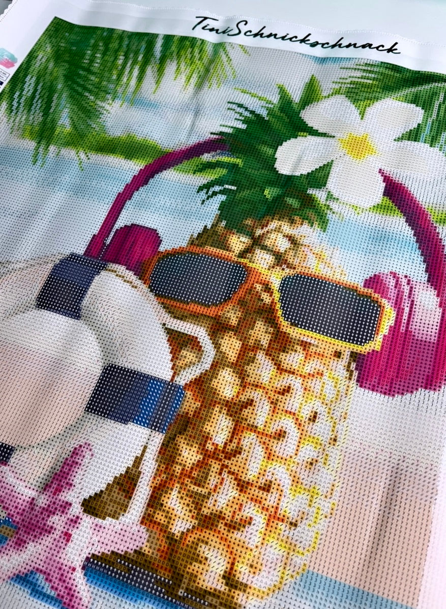 Diamond Painting Bild: "Pina Colada" 50x50cm inkl. 5 AB Farben