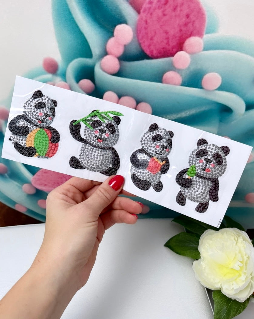 Diamond Painting Sticker Set "Panda-Love" 8 Stück