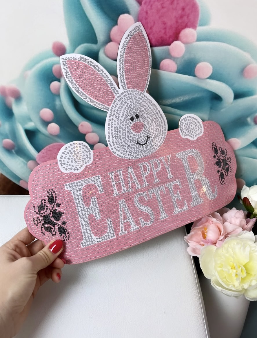 Diamond Painting Wandtattoo "Easter" 35x31cm (rosa)