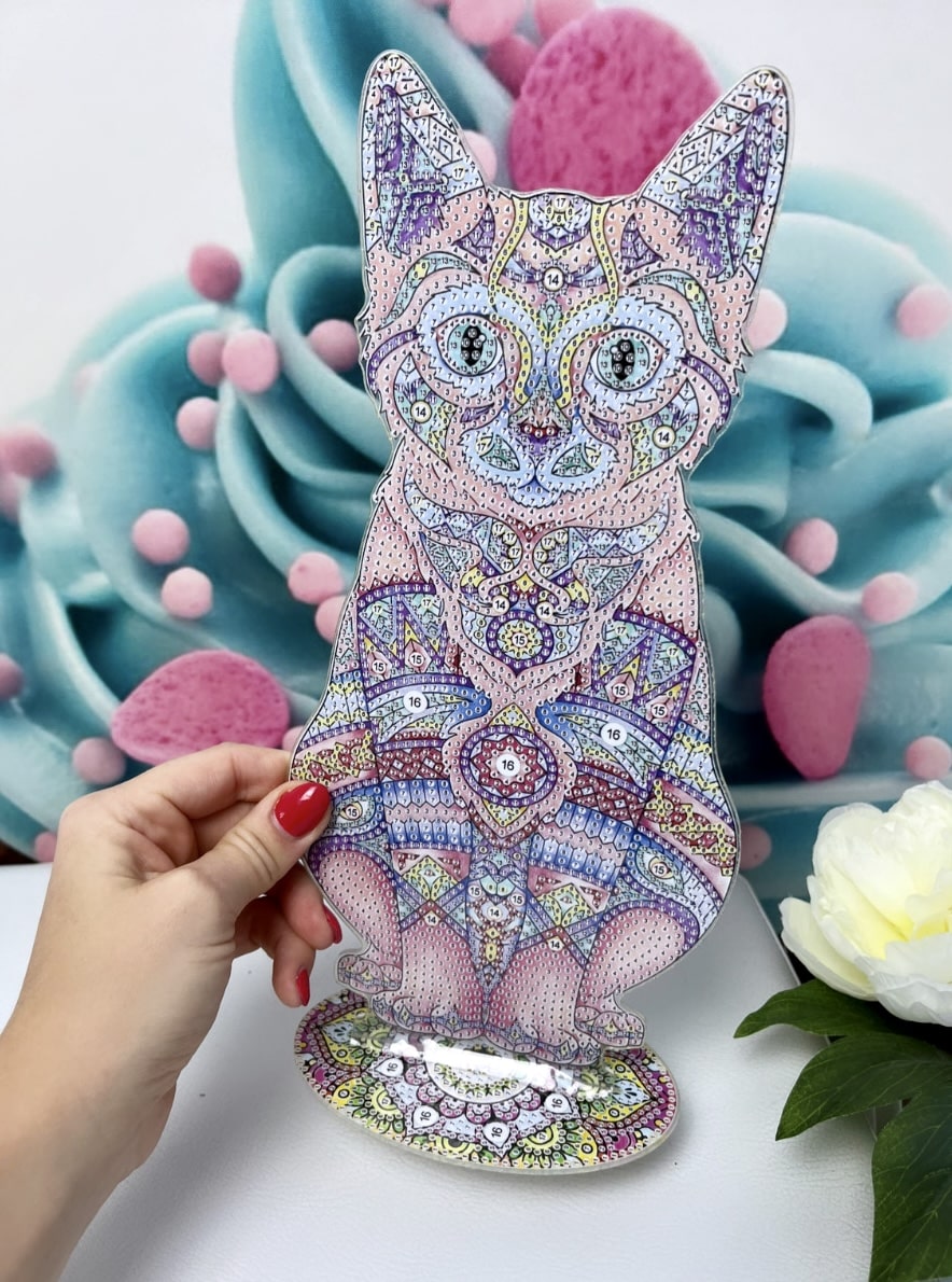 Diamond Painting "Mandala-Cat" Aufsteller