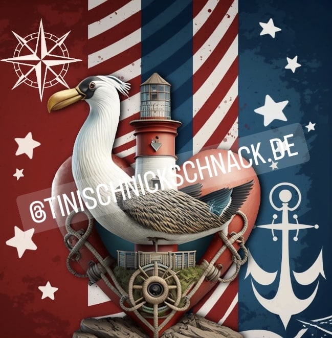 Diamond Painting Bild "Möwe-Nautic" von AI-Artist Sandrietta_ai 50x50cm (eckige Steine)