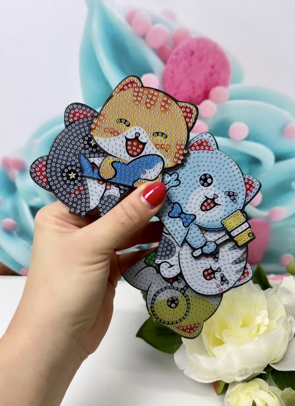Diamond Painting Magnete "Katzenbande" 5Stk