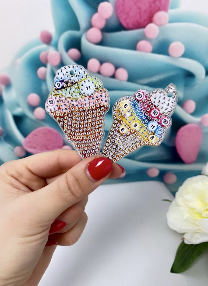 Diamond Painting Anhänger "Eiswaffeln" 5er Set (AH80)