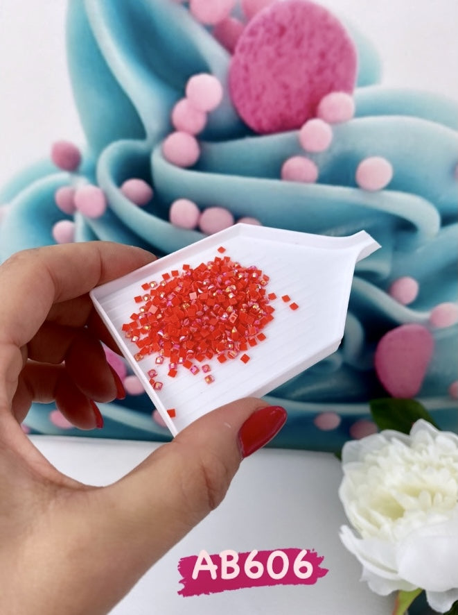Diamond Painting - eckige AB Steine - 10g (Rot/Rosa Töne)