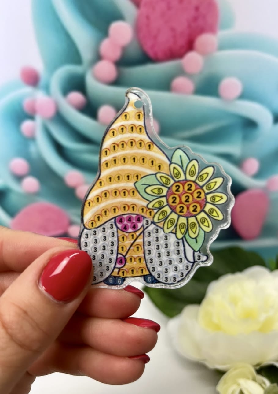 Diamond Painting Anhänger "Sonnenblumen-Wichtel" 5 Stück (W145)