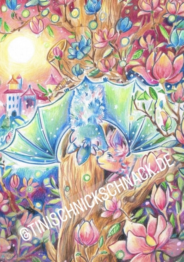 Limitiertes Diamond Painting - Künstlerbild von Nicole Jandl - "Fledermäuse in Love"