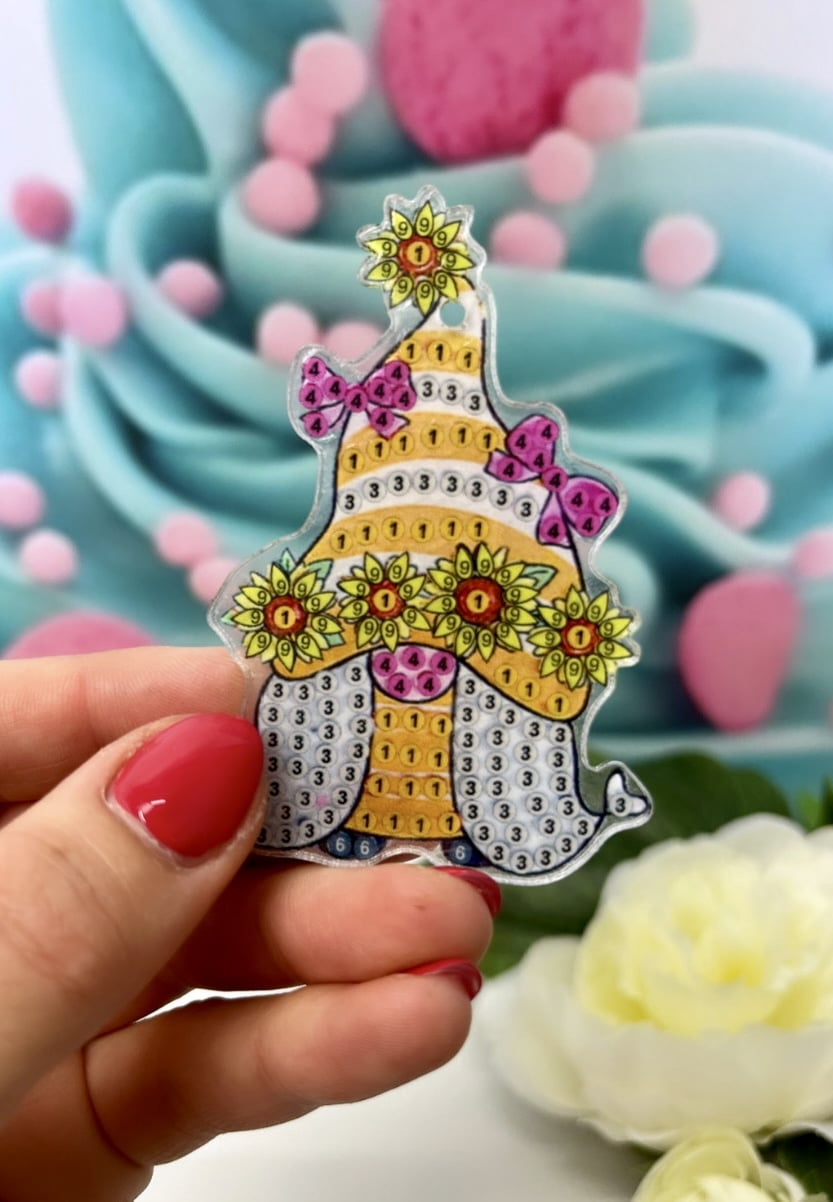 Diamond Painting Anhänger "Sonnenblumen-Wichtel" 5 Stück (W145)