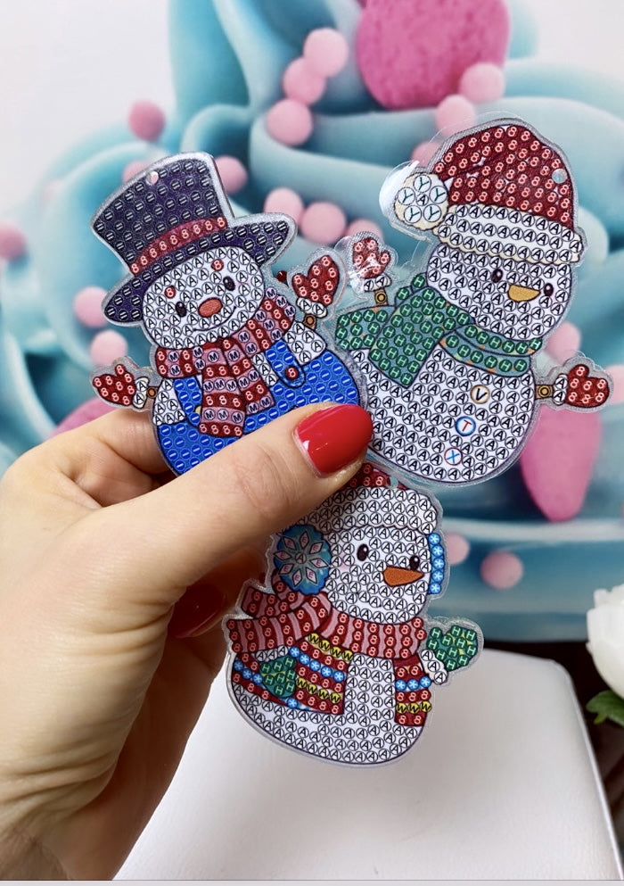 Diamond Painting X-MAS Anhänger "Schneemänner" 5er Set