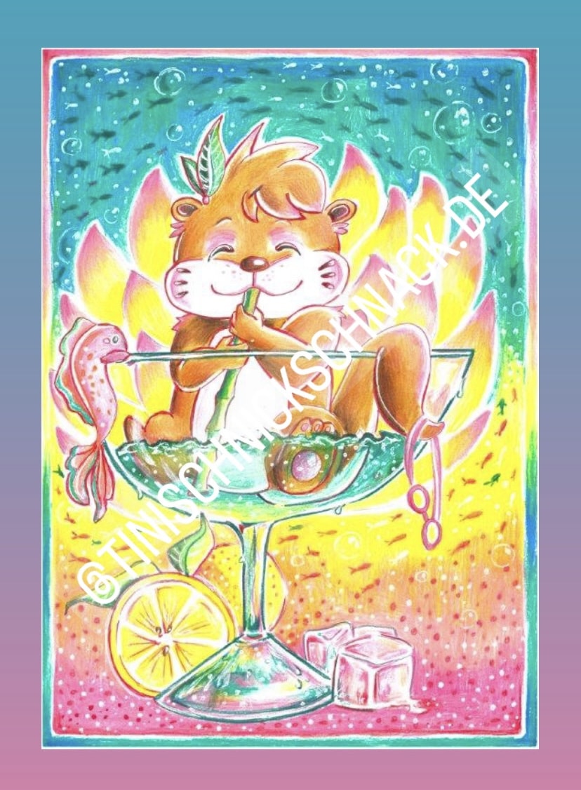 Diamond Painting - Künstlerbild von Nicole Jandl - Otter "OTTA" inkl. 4 AB, 5 Neon & 6 Strassfarben 50x70cm