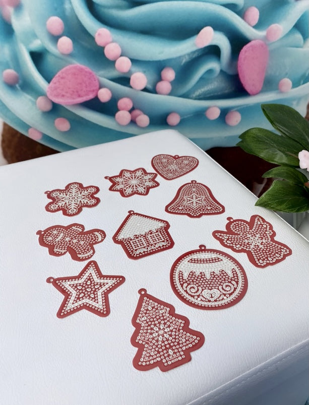 Diamond Painting X-MAS "Geschenkanhänger" rot/weiß