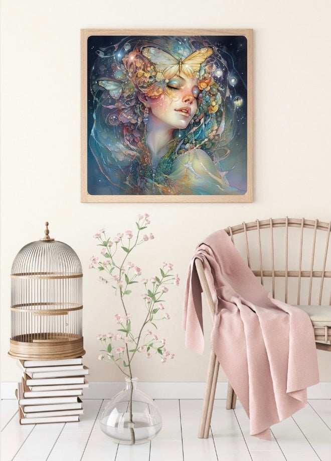 Diamond Painting Bild "Miss Fantasy" von AI-Artist Sandrietta_ai 50x50cm (eckige Steine) F1