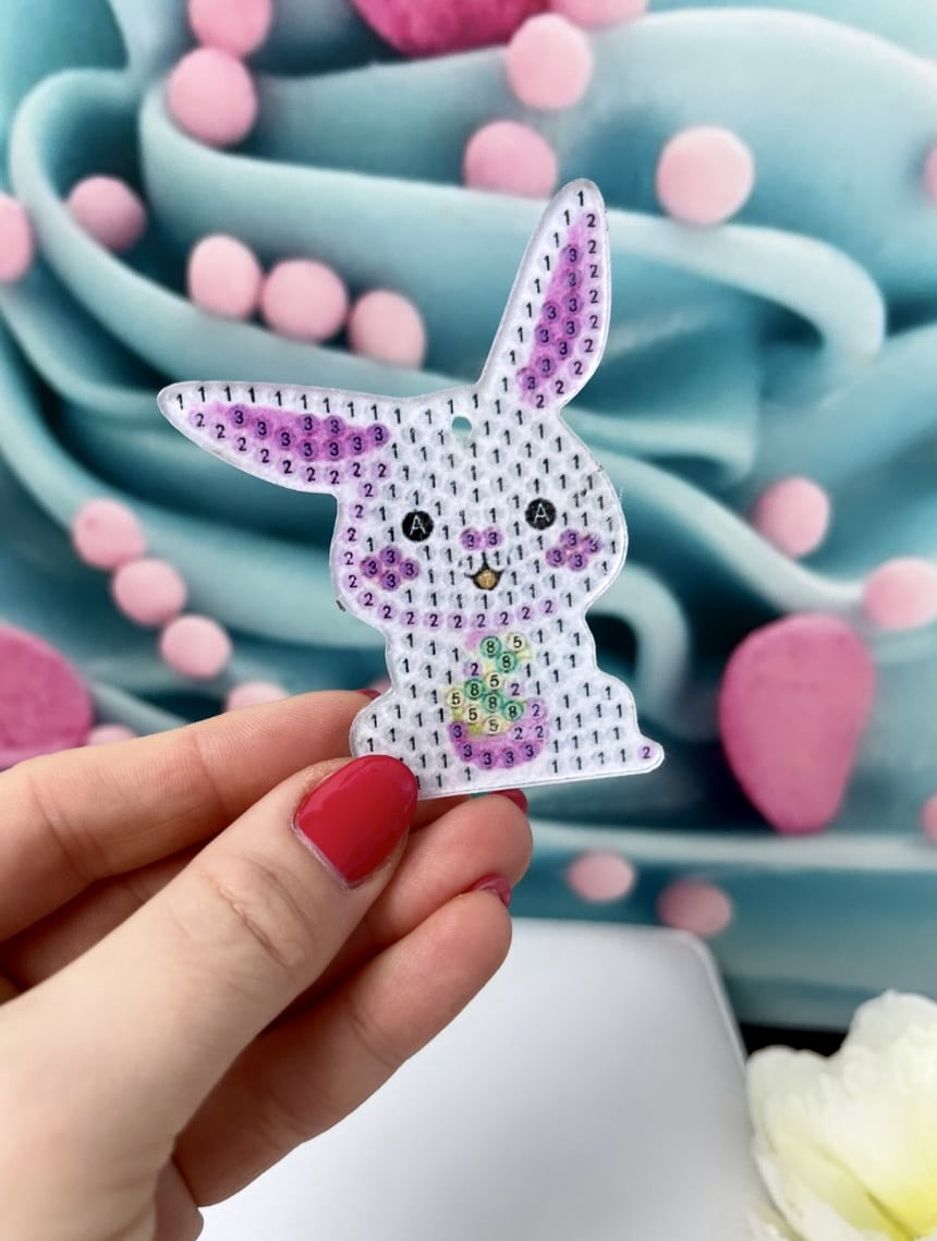 Diamond Painting Anhänger "White Rabbits" 5er