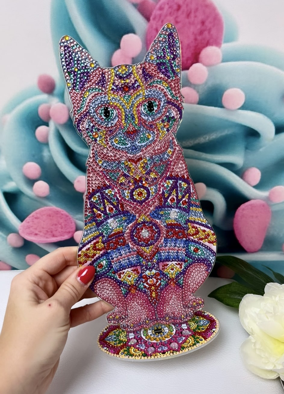 Diamond Painting "Mandala-Cat" Aufsteller