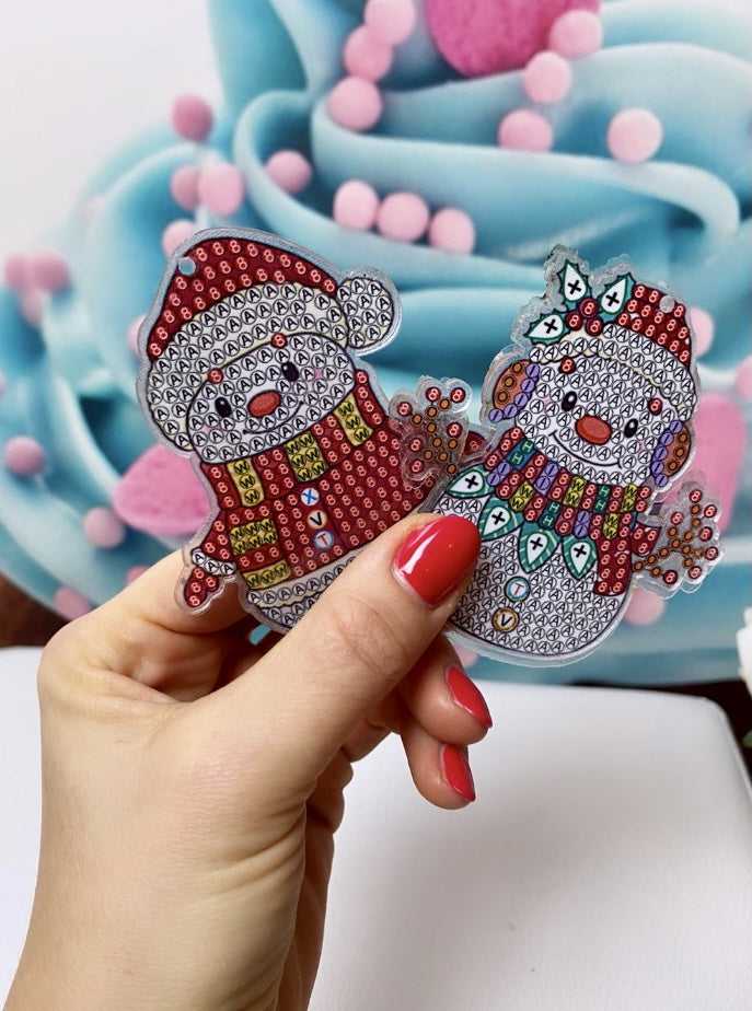 Diamond Painting X-MAS Anhänger "Schneemänner" 5er Set