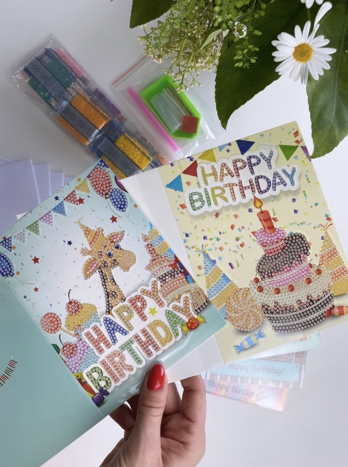 Diamond Painting - Geburtstagskarten - 6er Set