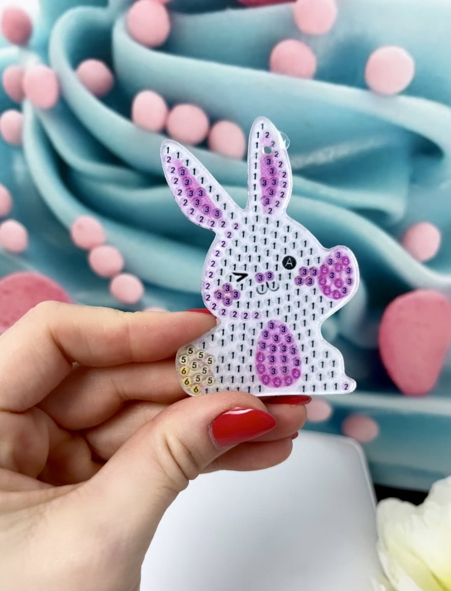 Diamond Painting Anhänger "White Rabbits" 5er