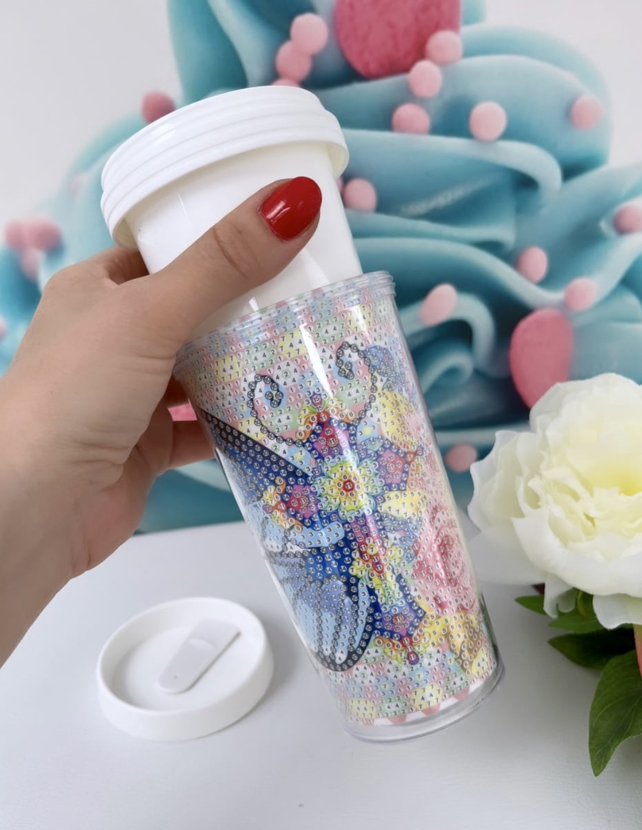 Diamond Painting Cup "Butterfly" Trinkbecher 470ml (C1)