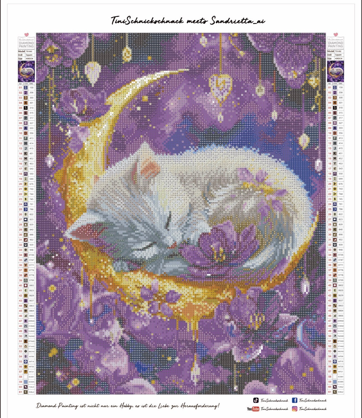 Diamond Painting Bild "Minkas Traumreise" von AI-Artist Sandrietta_ai (inkl. Feenstaub) 40x50cm TSS-862