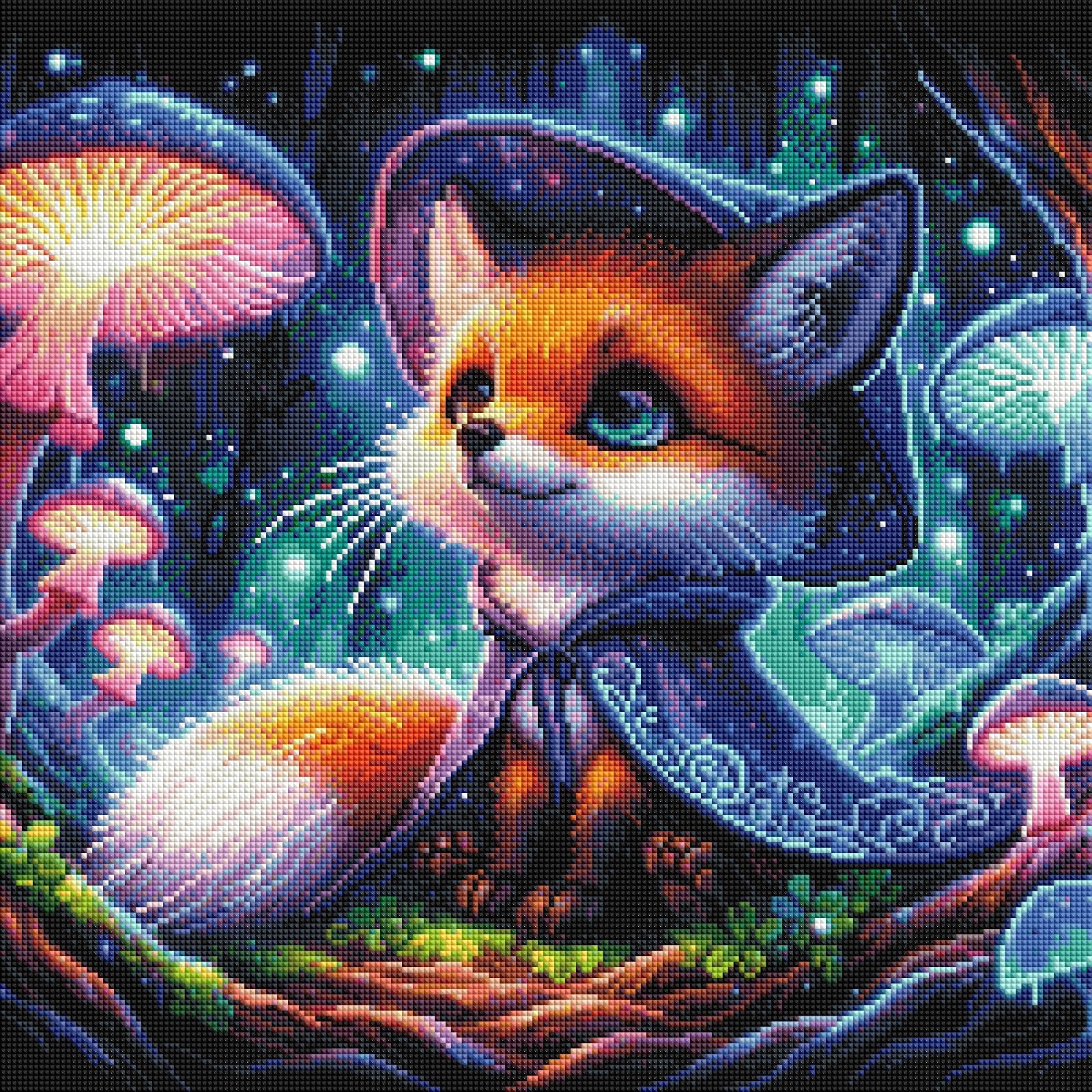 Diamond Painting Bild „Fuchs Findus" von AI-Artist Sandrietta.ai 50x50cm (Full Strass) TSS-818