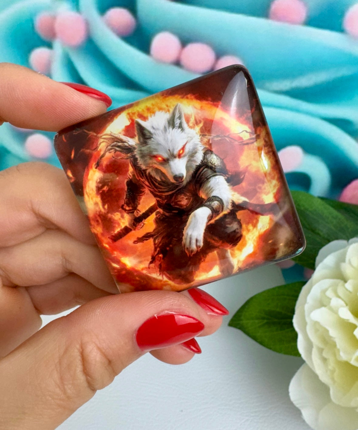 Diamond Painting Cover Minder Feuerwesen Wolf "Glutara" (CM)