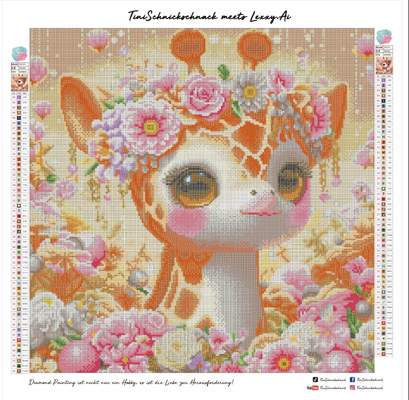 Diamond Painting Bild "Giraffe Moni" von AI-Artist Lexxy.ai 50x50cm (inkl. Fairy Dust) TSS-371