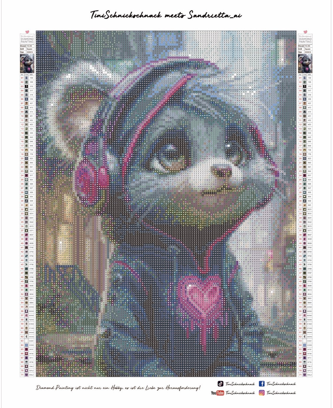 Diamond Painting Bild "Urban Beat-Bär" von AI-Artist Sandrietta_ai (inkl. Feenstaub) 30x40cm TSS-896