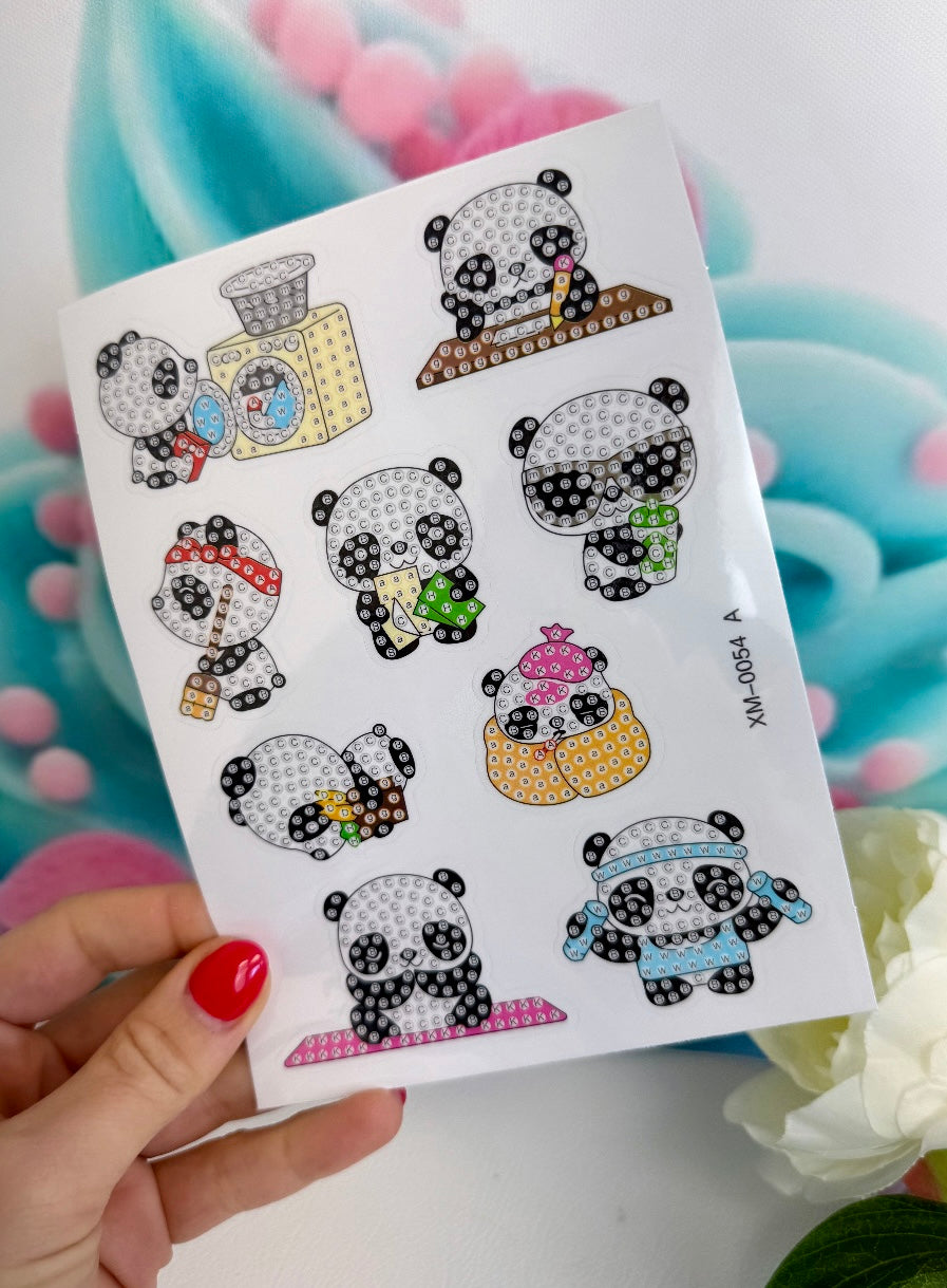 Diamond Painting Sticker Set "Kawaii-Pandas" 16 Stück (ST0054)