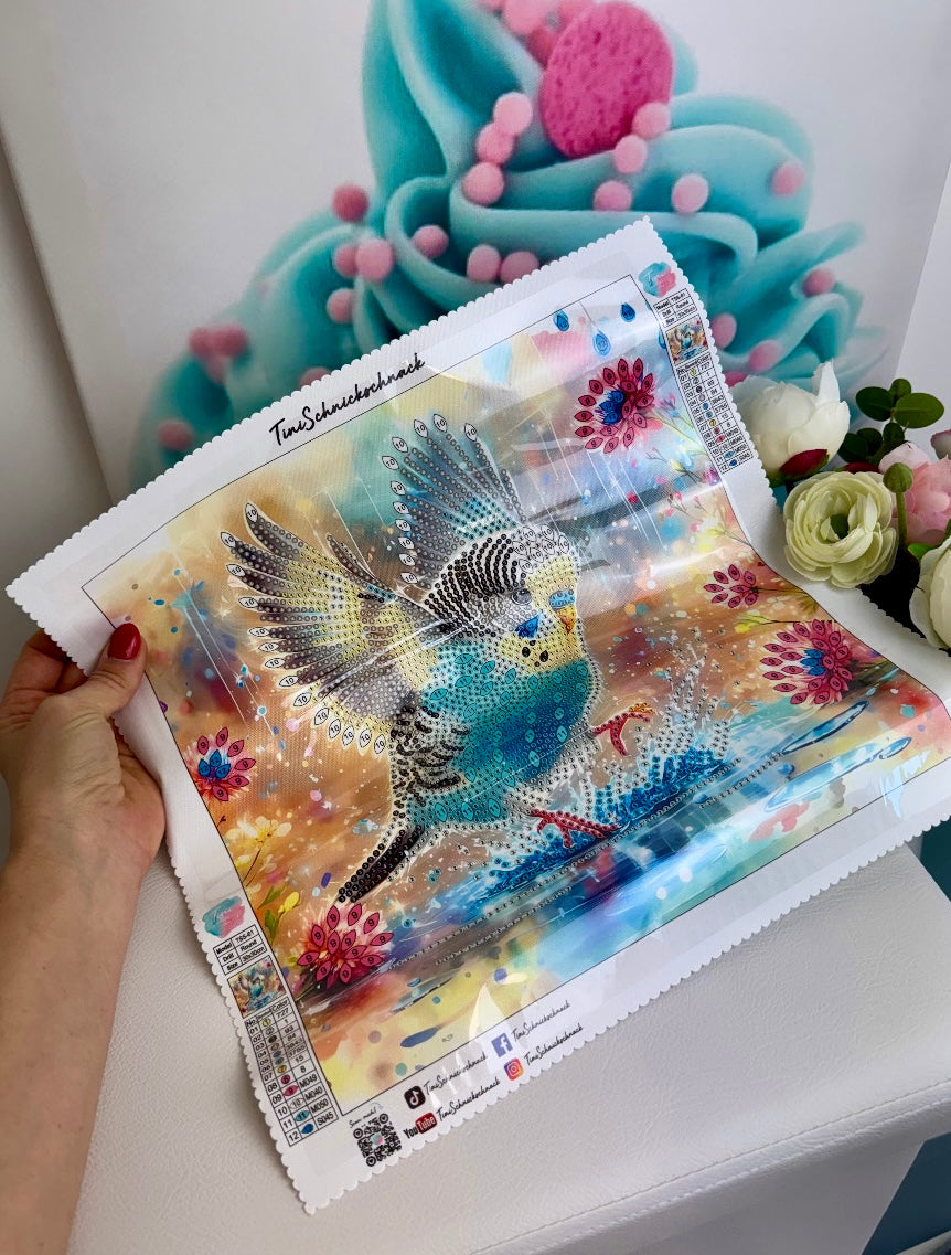 Diamond Painting Bild: Wellensittich "Pipo" 30x30cm (Teilbild)