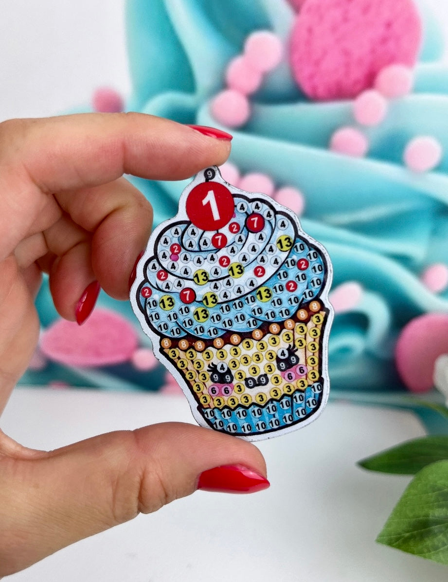 Diamond Painting Magnete "Cupcakes" 6Stk