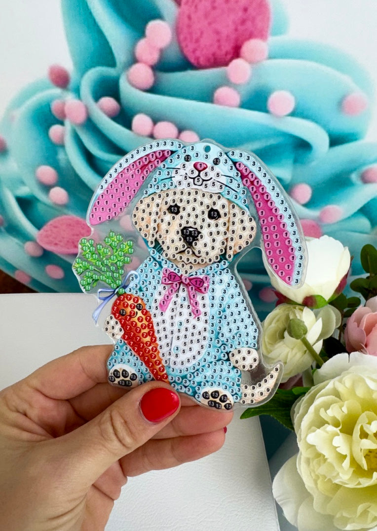 Diamond Painting XL Schlüsselanhänger "Oster-Tierkinder" 6 Stück Anhänger ca 12cm (Set) (AH507)