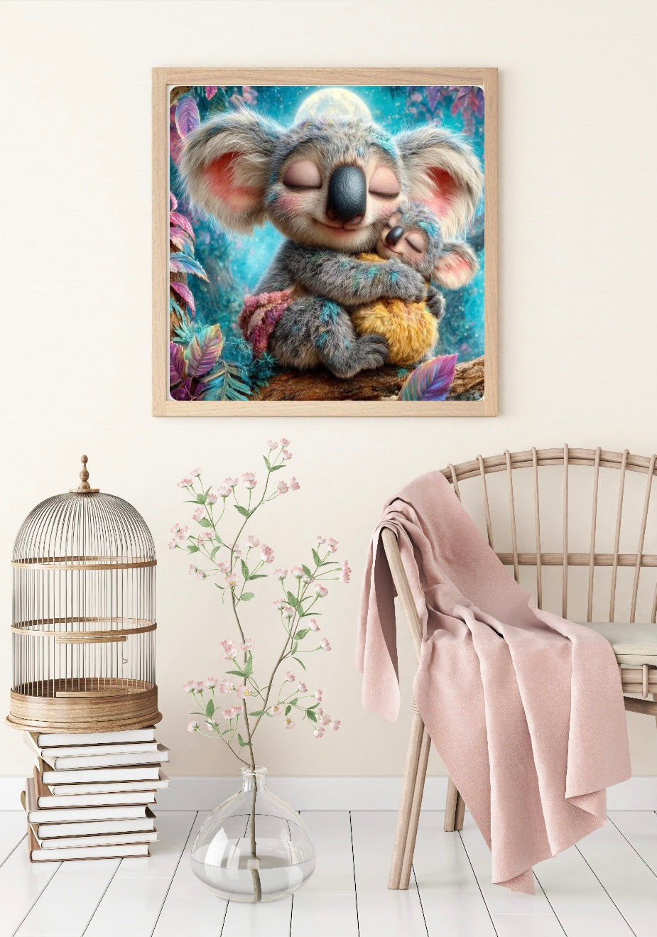 Diamond Painting Bild "Koala-Liebe" von AI-Artist Sandrietta_ai (inkl. Feenstaub) 50x50cm TSS-748