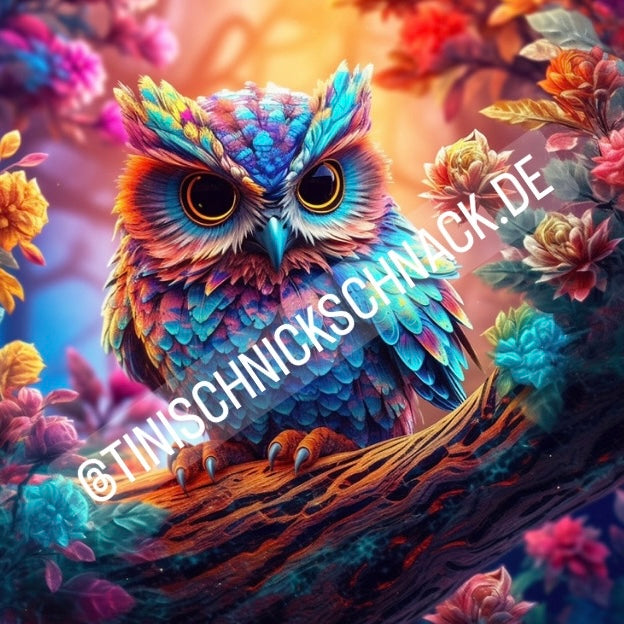 Diamond Painting Bild "Bunte Eule" von AI-Artist Sandrietta_ai 50x50cm