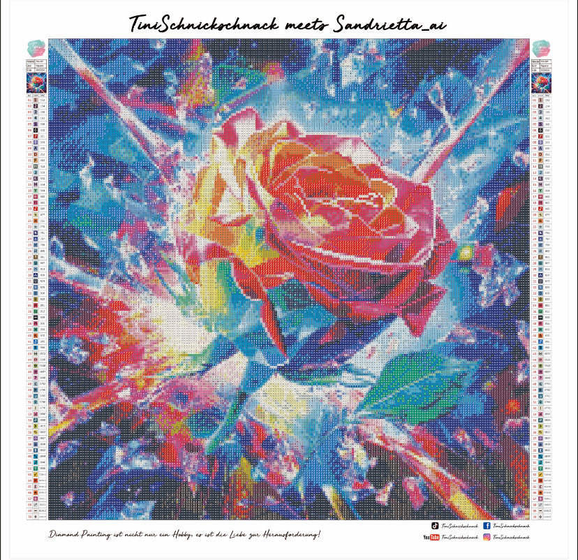 Diamond Painting Bild "Kristall-Rose" von AI-Artist Sandrietta_ai 50x50cm TSS-297