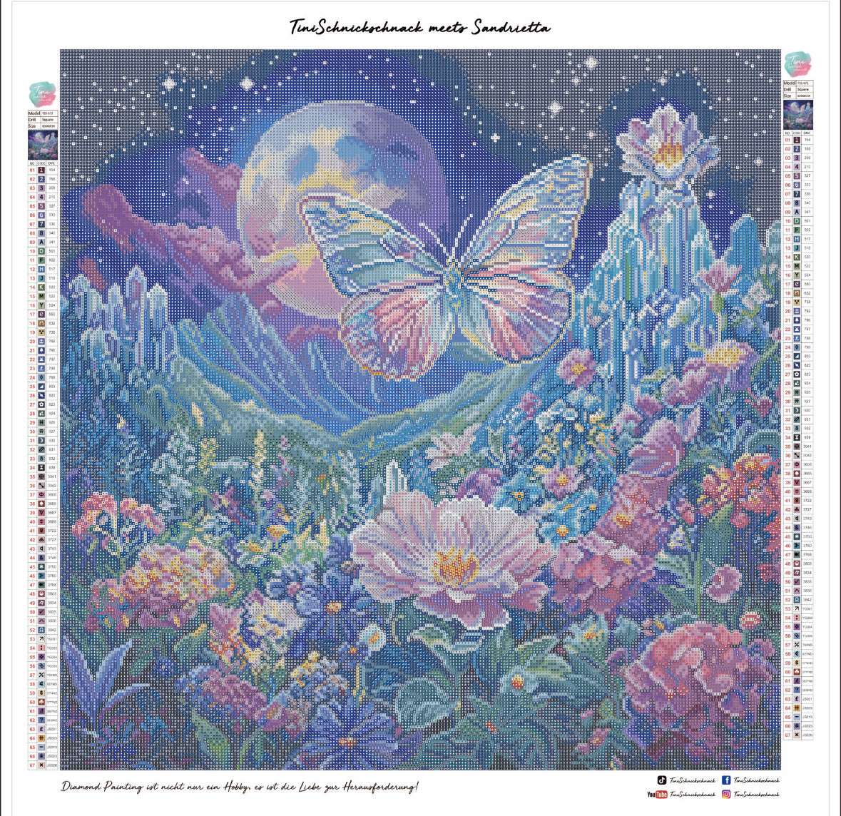 Diamond Painting Bild "Moonlight Garden" von AI-Artist Sandrietta_ai 60x60cm (inkl. Feenstaub) TSS-672