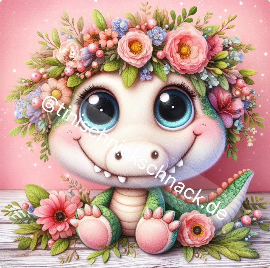 Diamond Painting Bild Krokodil "Kiki"  -Feenstaub Steine- (TSS-677)