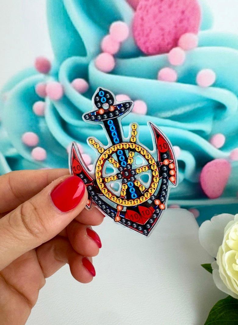 Diamond Painting Schlüsselanhänger "Anker" 5 Stück Anhänger 6x7cm (AH001)