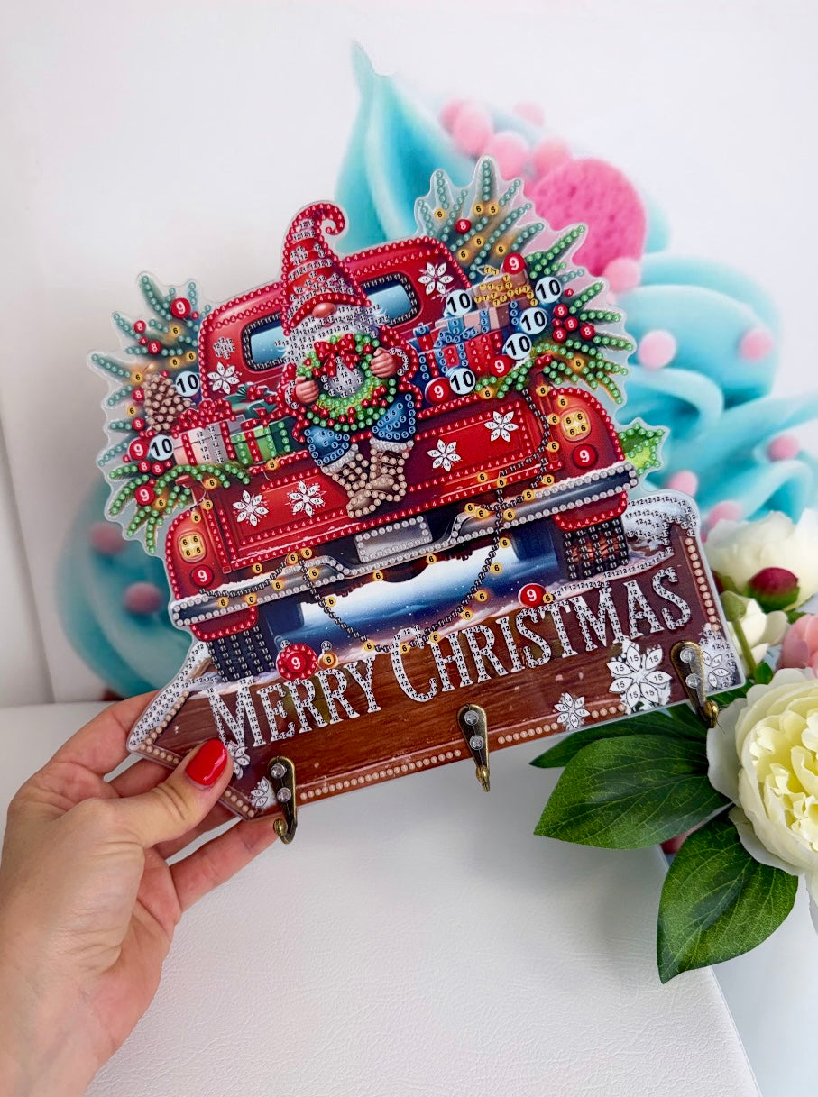 Diamond Painting XMAS Schlüsselbrett "Zwergen-Truck" 23x24cm (AH946)