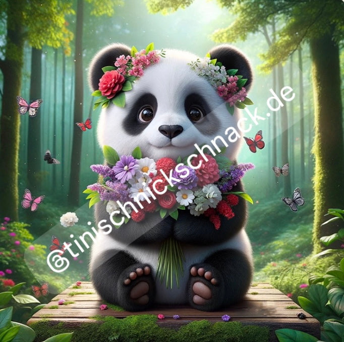 Diamond Painting Bild "Panda Pia" von AI-Artist Sandrietta_ai 50x50cm