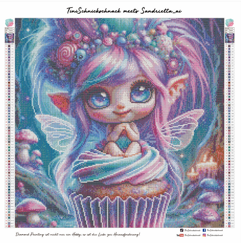 Diamond Painting Bild Trollmädchen "Muffinpie" von AI-Artist Sandrietta_ai 50x50cm (inkl. Metallic)