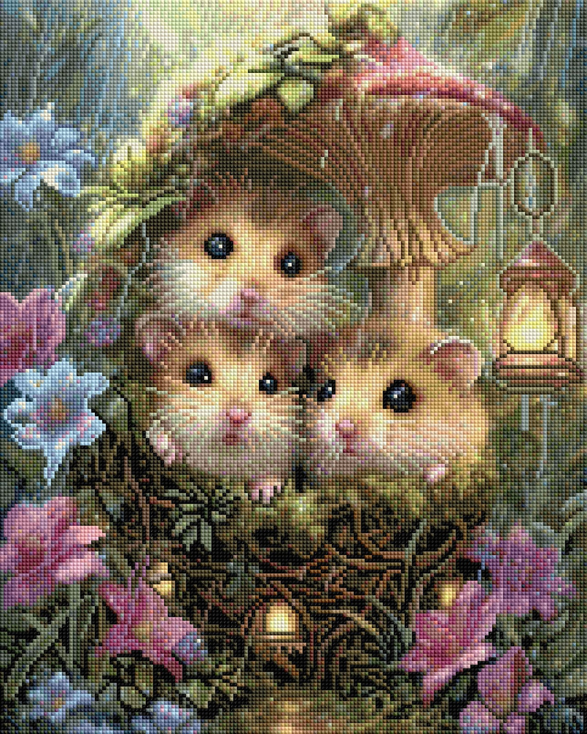Diamond Painting Bild "Feldmäuse im Geheimversteck" von AI-Artist Sandrietta_ai (inkl. Feenstaub) 40x50cm TSS-893
