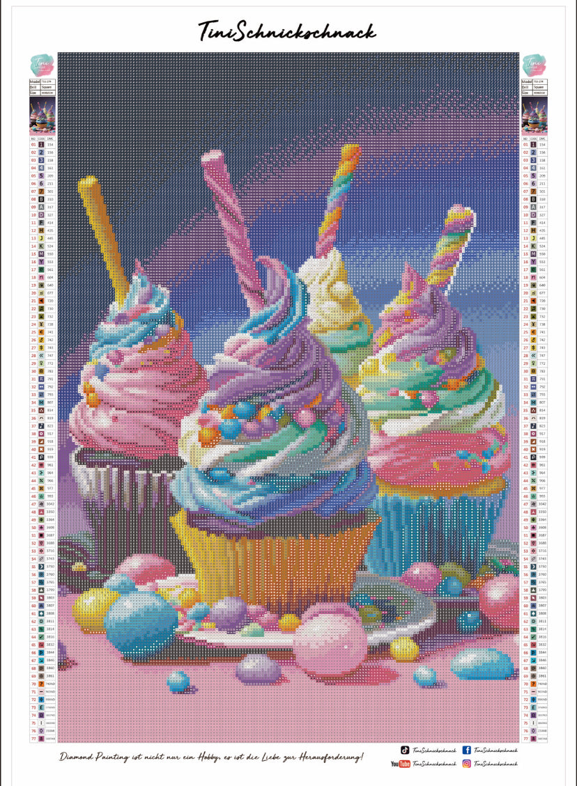 Diamond Painting TiniSchnickschnack Bild "Candy-Cupcakes" 40x60cm (inkl. Fairy Dust)