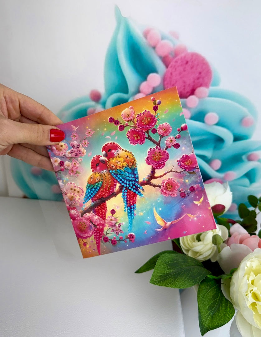 Diamond Painting "Happy Birds" Grußkarten 6er Set (K66)