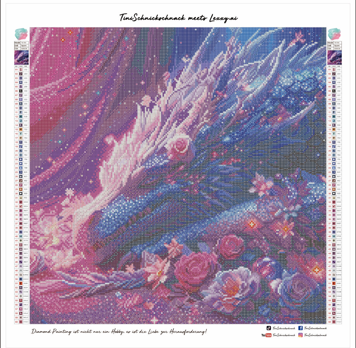Diamond Painting Bild Drache „Sanfter Riese" von AI-Artist Lexxy.ai 50x50cm (inkl. Fairy Dust) TSS-563